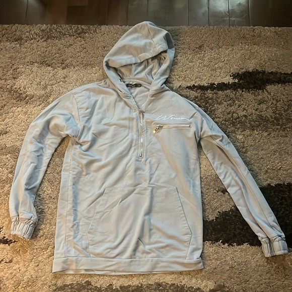Boohoo women’s pale blue oversized half zip hoodie - Picture 1 of 8